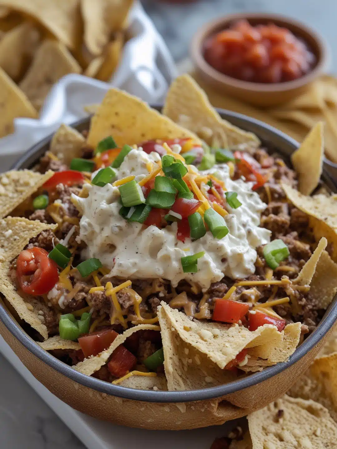 Taco Nacho Cheese Dip in a Bread Bowl