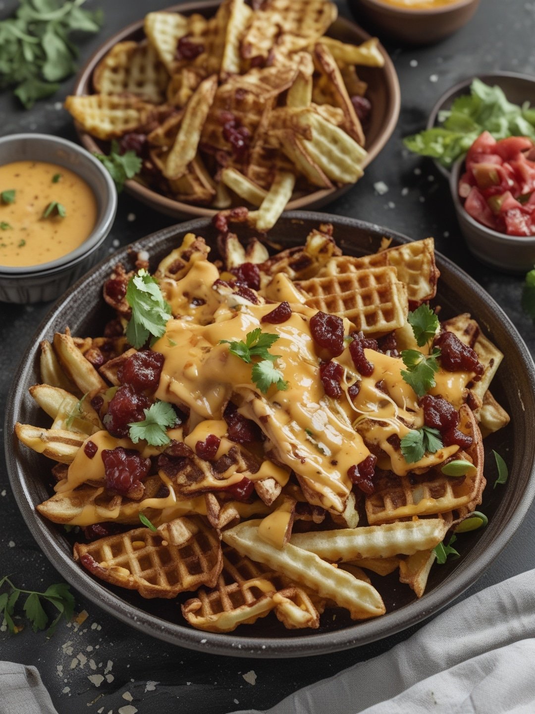 Nacho Waffle Fries with Cheesy Dipping Sauce